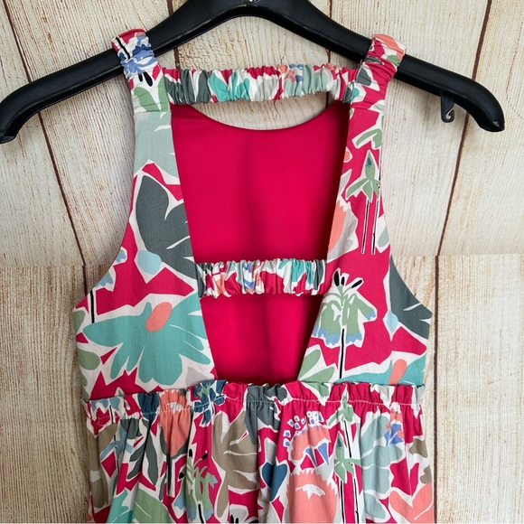 ZARA Pink Floral Open Back Mini Dress Vibrant Vacation - Picture 5 of 9
